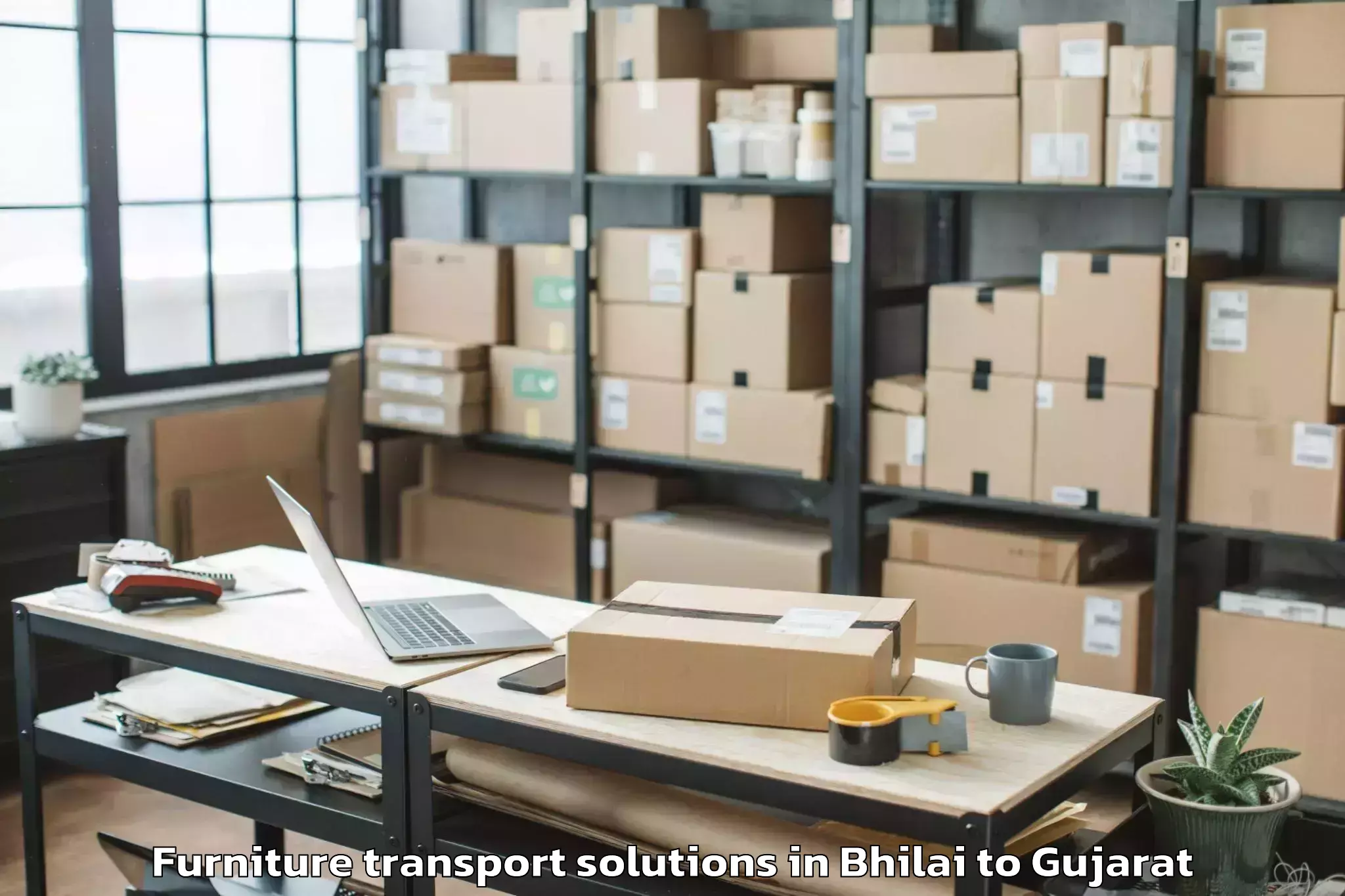 Trusted Bhilai to Amroli Furniture Transport Solutions